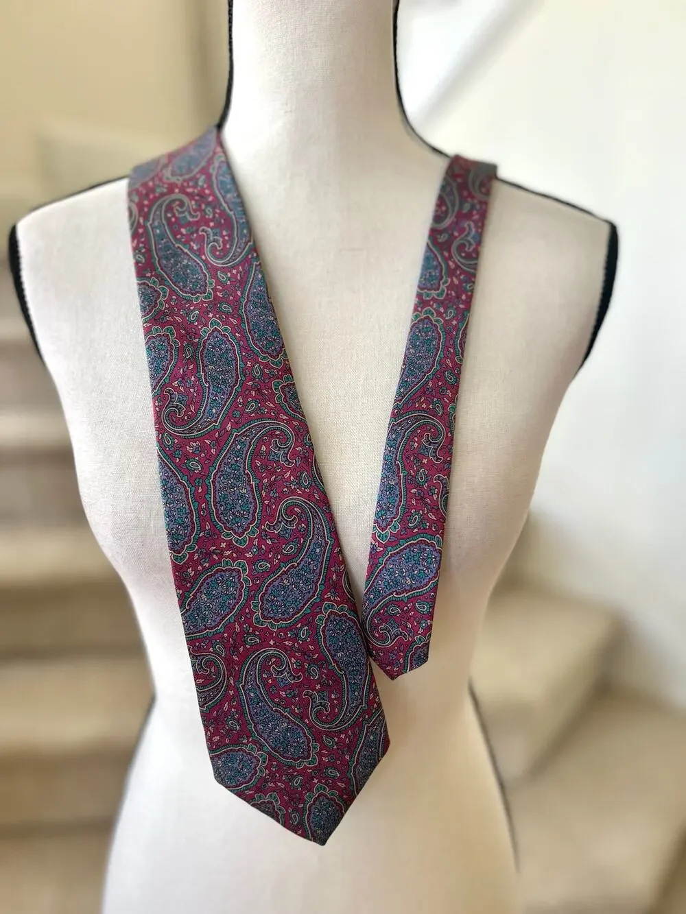 Vintage Liberty of London Burgundy & Blue Paisley Silk Tie